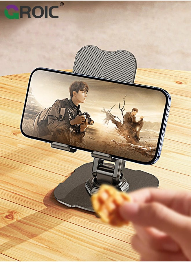 GROIC - Black iPad Stand, iPad Rotating Stand for Desk, Alloy Desk Mobile Phone Stand, Lightweight Phone Bracket for Travel, Foldable iPad Stand, Portable Phone Stand - Image 1