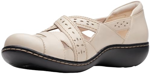Clarks Women's Ashland Spin Q Shoe, Ivory Leather, 055 M US - Image 1