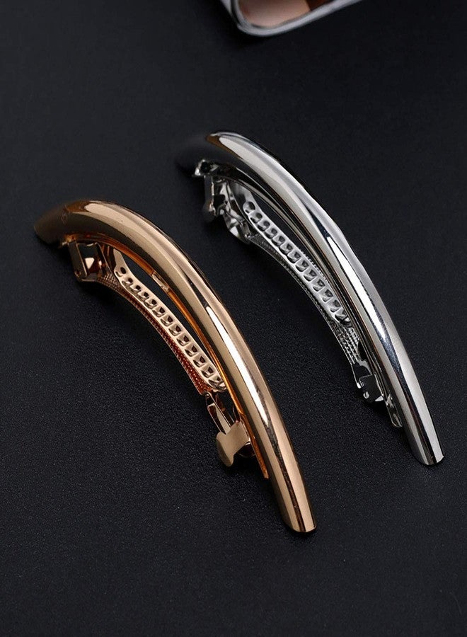 Fodattm 2PCS Women Metal Alloy French Hair Barrette Hair Clip Simple Hair Pin Hair Accessories Spring Clips (Silver) - Image 4