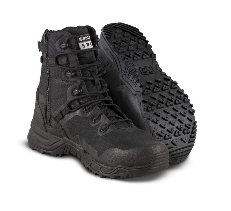 ORIGINAL S.W.A.T Original SWAT Alpha Fury 8 Side Zip Safety Toe Unisex Work Boots PU Upper EVA Midsole Achilles Cushion Black US Mens 9 Womens 105 Wide