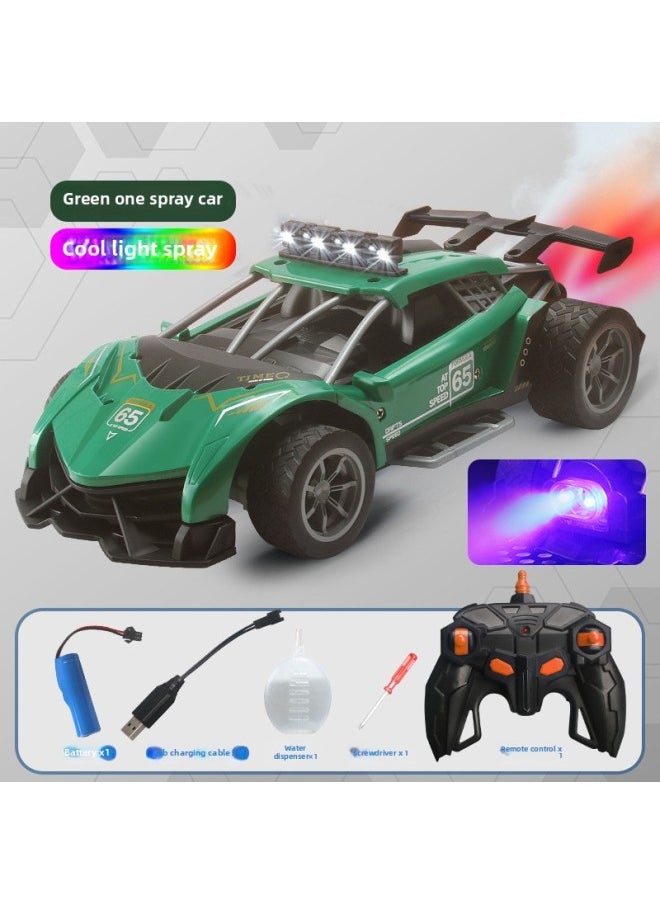 Generic Children's Toy Four-way Charging Remote Control Car 1:16 Wireless Light Spray Racing Boy Electric Sports Car-Color:Rambo Charging Edition + Light + Spray [Green]]-Proportion:1:16  - Image 1