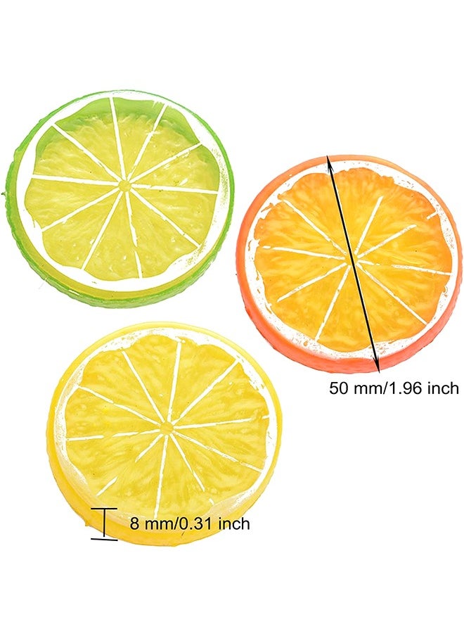 HS 30 Pieces Simulation Lemon Slices Plastic Lifelike Fake Fruit Model Artificial Lemon Props For Party Kitchen Wedding Decoration Photography Props, Orange, Green And Yellow  - Image 3