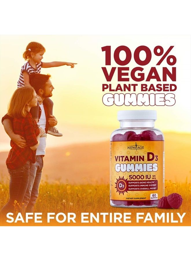 New Age Vitamin D3 5000 IU 125mcg Gummies - Support Immune Support, Strong Bone Health - Non-GMO, Gluten-Free, Dairy-Free, No Gelatin (120 Gummies (Pack of 2)) - Image 4