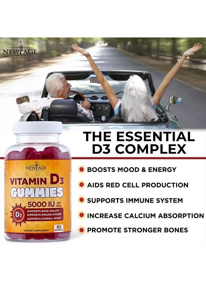 New Age Vitamin D3 5000 IU 125mcg Gummies - Support Immune Support, Strong Bone Health - Non-GMO, Gluten-Free, Dairy-Free, No Gelatin (120 Gummies (Pack of 2)) - Image 3