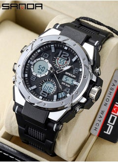 Sanda SANDA Waterproof Swimming Military Watch Men Sports Watches Dual Display Analog Digital LED Electronic Quartz Wristwatches  - Image 1