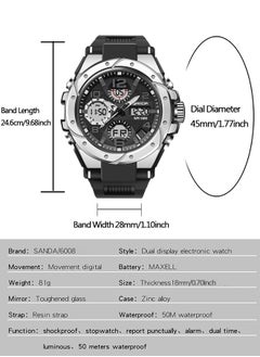 Sanda SANDA Waterproof Swimming Military Watch Men Sports Watches Dual Display Analog Digital LED Electronic Quartz Wristwatches  - Image 2