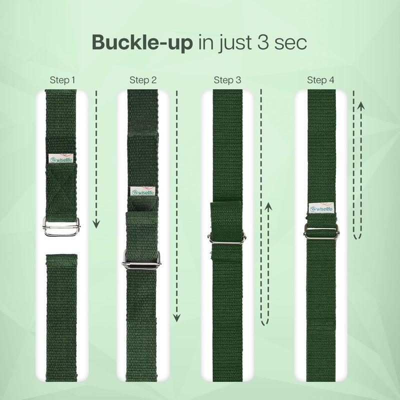 WISELIFE Yoga Stretch Belt/Strap | Best for Daily Stretching, Yoga, Pilates, Physical Therapy, Fitness | 8 Feet Premium Cotton Strech Band (Olive Green) - Image 4
