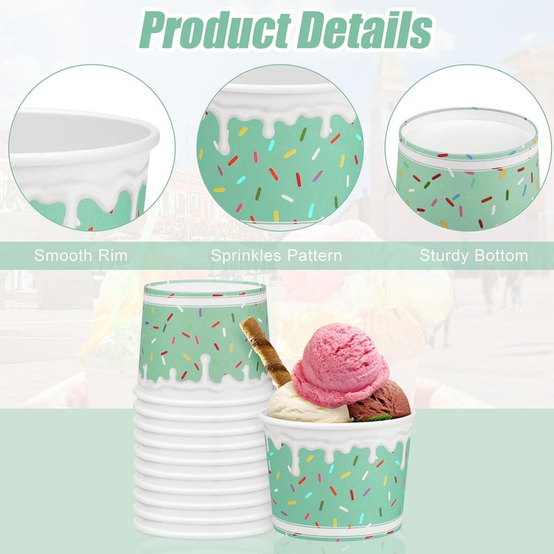 Aodaer 300 Pack Ice Cream Cups 8oz Sprinkles Paper Ice Cream Bowls 6 Color Disposable Snack Bowls Party Supplies Treat Cups for Sundae, Frozen Yogurt, Dessert - Image 3