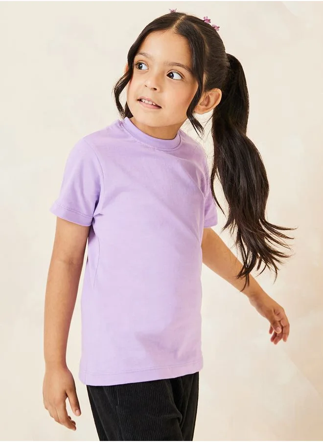 ستايلي Solid Cotton Round Neck T-Shirt