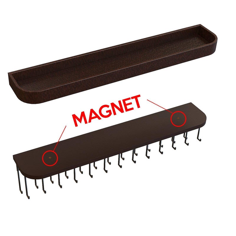 J JACKCUBE DESIGN Necklace Holder Wall Mounted Jewelry Organizer for Bracelet, Earrings and Rings with 25 Hooks - Room Decor Bedroom Boho Shelf Rack (Brown) - MK124A - Image 4