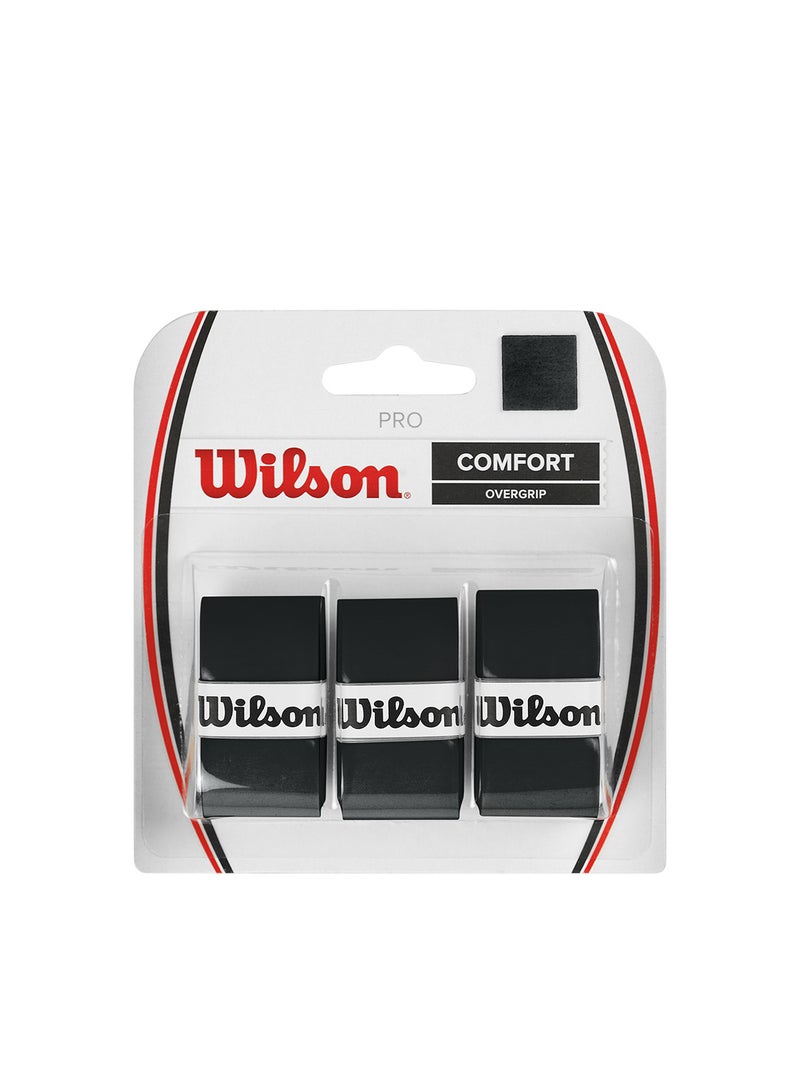 Wilson Pro 3 Pack Overgrip Set - Black - Image 1