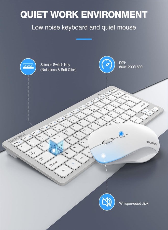 TECKNET Wireless Keyboard and Mouse Combo, Mini Cordless Computer Keyboard and Mouse Set 2.4GHz, Silent Adjustable 1600 DPI, Quiet Click, Lag-Free for Computer, Laptop, PC, Windows, Mac, Chrome OS(SS) - Image 4