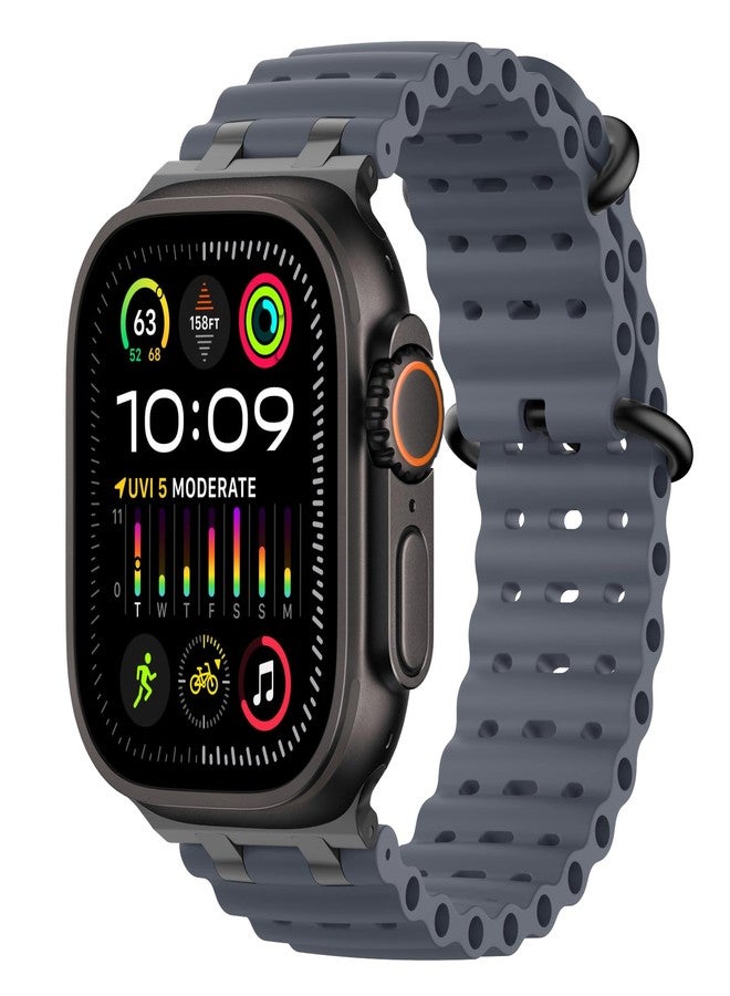 MoKo Ocean Band Compatible with Apple Watch Ultra 3/2/1 49mm, Upgraded Silicone Sports Bands 46mm 45mm 44mm for Men Women, Series 11/10/9/8/7/6/5 SE3/2/1 Breathable Strap with Metal Connector,Sr/ABlue - Image 1