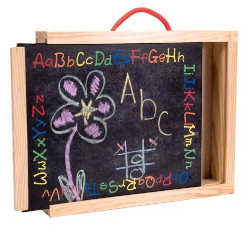 Schylling Chalkboard and Whiteboard Briefcase DoubleSided Wooden Case with Storage Inside Includes Colored Chalk DryErase Marker and Eraser Ages 3 and Up - Image 1