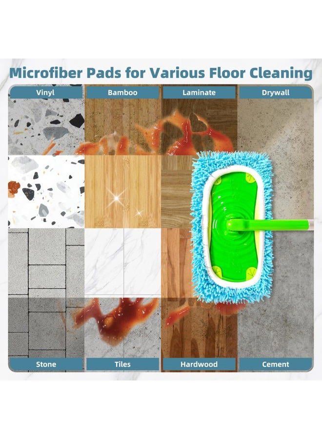 LOVECO Reusable Mop Pads Compatible with Swiffer Sweeper Mop, Washable Wet Pads Refill & Chenille Dry Sweeping Cloths, Microfiber Mop Pads for Use on All Sealed Floors - Wood, Laminate, Stone & Tile (6 Blue) - Image 4
