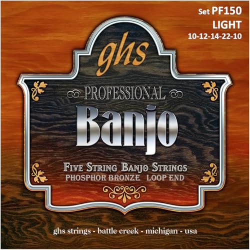 GHS Strings - 5-String Banjo Strings - Phosphor Bronze - Loop End - Light Gauge - 010-022 - Model: PF150 SET - Image 1