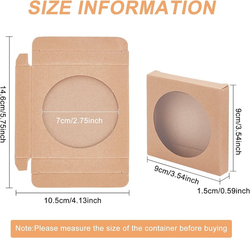 BENECREAT 24 Pack Brown Kraft Paper Boxes with Clear Window 3.5x3.5x0.6" Paper Gift Packaging Boxes for Wedding Party Candy Cookies Favor Treat - Image 2