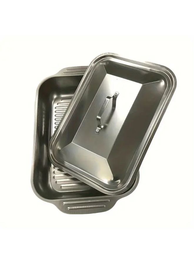 Stainless Steel Baking Pan With Lid 2pcs Set 1 Tray 1 Lid Multipurpose Bakeware - Image 3