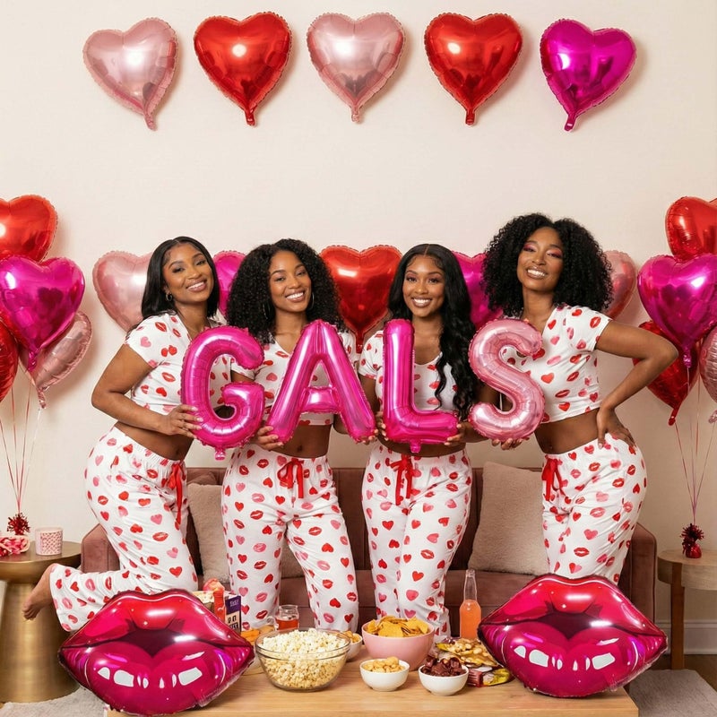 froufing Galentine's Day Bestie Party Decorations with Red Hot Pink Heart Lips GALENTINES Letter Foil Balloons for BFF Girlfriends Valentine's Bachelorette Engagement Photo Booth Backdrop Supplies (Pink) - Image 4