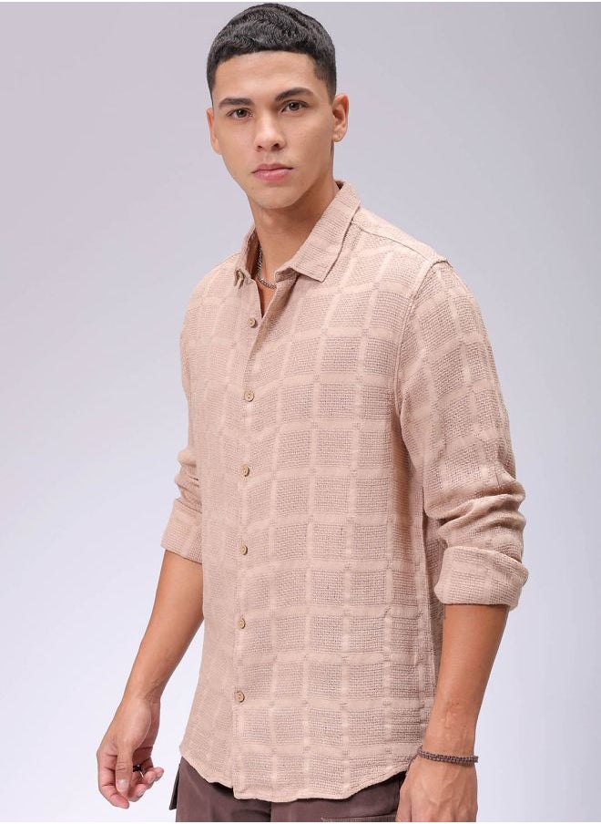 The Indian Garage Co Men Regular Fit Solid Full Sleeves Cutaway Collar Resort Wear Shirt  - Image 3