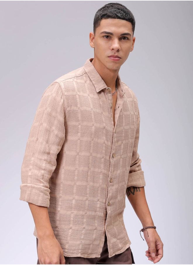 The Indian Garage Co Men Regular Fit Solid Full Sleeves Cutaway Collar Resort Wear Shirt  - Image 4