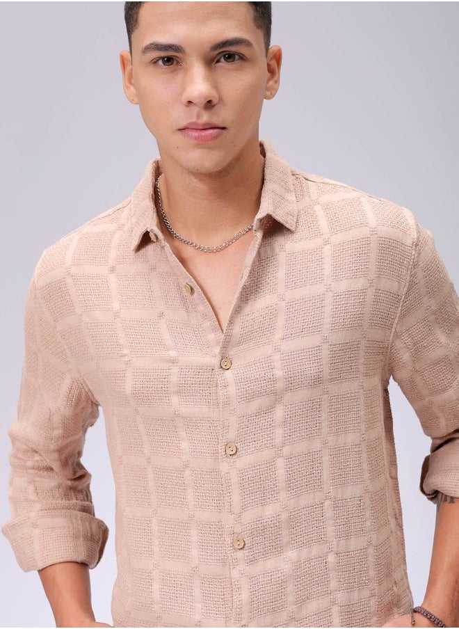 The Indian Garage Co Men Regular Fit Solid Full Sleeves Cutaway Collar Resort Wear Shirt  - Image 1