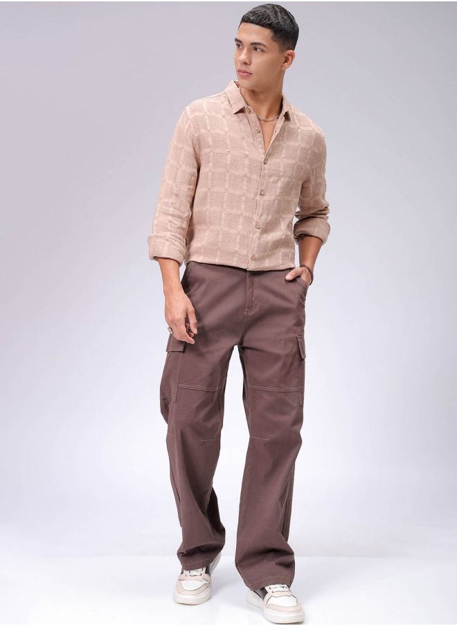 The Indian Garage Co - Men Regular Fit Solid Full Sleeves Cutaway Collar Resort Wear Shirt - Image 1