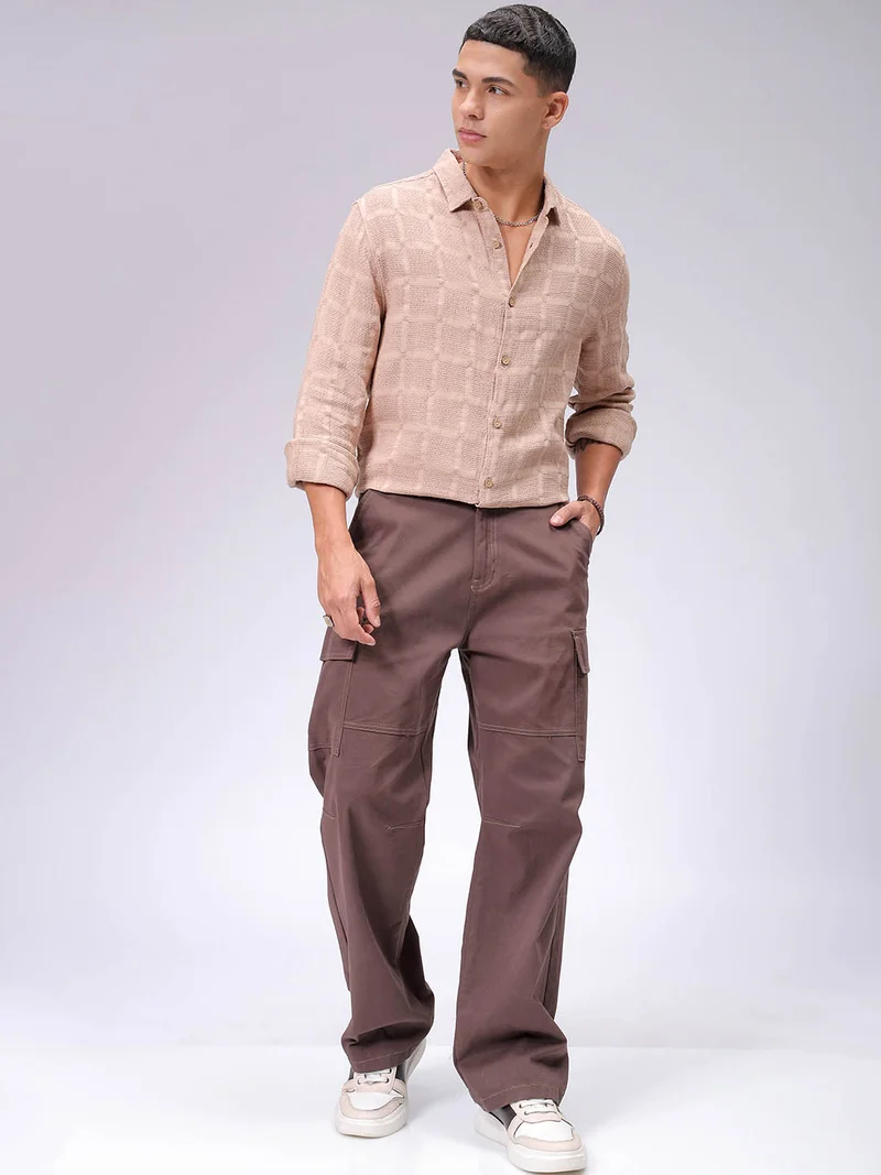 The Indian Garage Co Men Regular Fit Solid Full Sleeves Cutaway Collar Resort Wear Shirt
