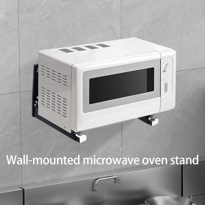 Space-Saving Wall Mount Microwave Oven Bracket Heavy Load Adjustable Rack for Small Homes & Apartments, Steel Adjustable Oven Rack Bracket - Image 5