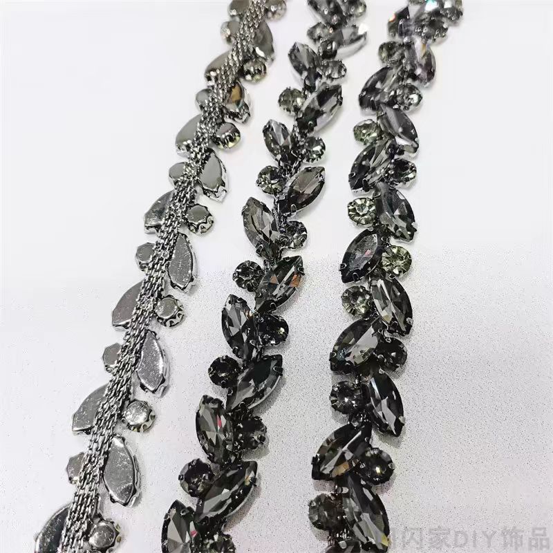 Exquisite Dense Horse Eye Flower Chain Hand Stitched Diamond Chain Diy Hair Accessories Clothing Collar Chain Glass Flash Diamond Shoe Accessories - Image 5