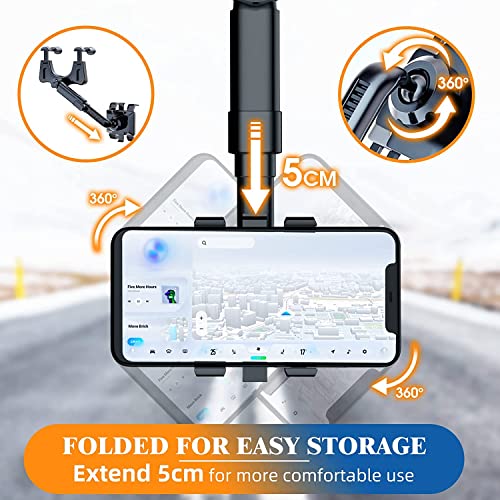 Hold Up 360°Rotatable and Retractable Car Phone Holder, Multifunctional Rearview Mirror Mobile Holder [Upgraded] Universal Phone Mount for Car Adjustable Rear View Mirror Car Mount for All Smartphones - Image 3