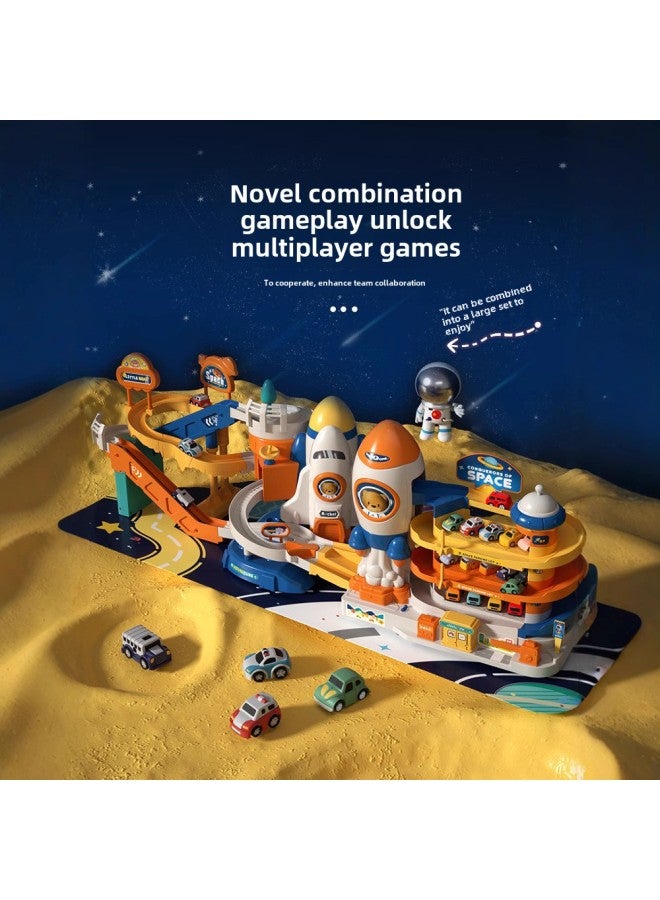 Space Rail Car To Break Through The Big Adventure Car Building Parking Small Train Children's Toy Boy 3 Years Old 4 Puzzle-Color:Gift Box -  8 Cars + Map - Three Modes  - Lifetime Warranty - Image 5