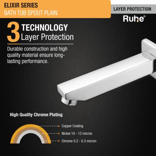 Ruhe® Elixir Bathtub Brass Faucet/Tap for Bath Tubs | Wall Mount | Chrome Finish | Bathtub Spout with Wall Flange - Image 4