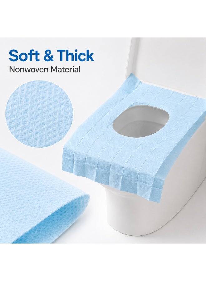 Tanyaz Disposable Toilet Seat Covers, 50 PCS, Light Blue, Soft Nonwoven, Foldable, Full Coverage - Image 4