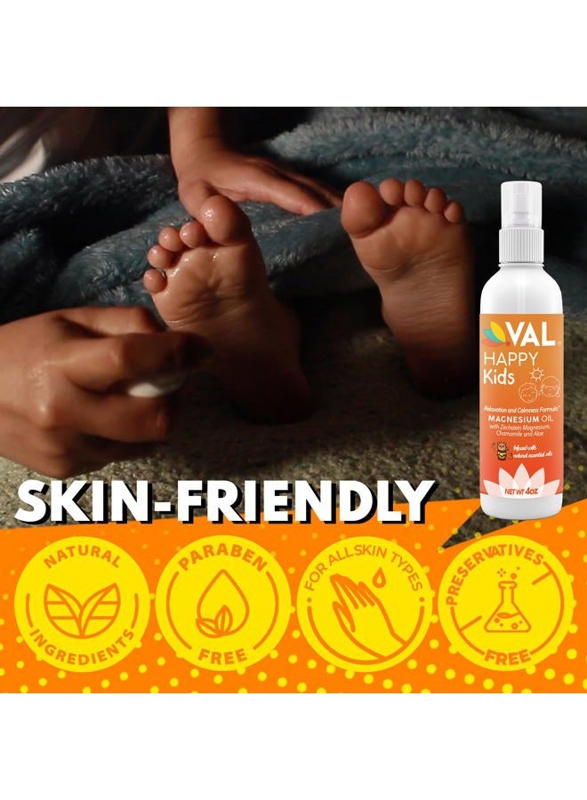 VAL Magnesium Oil Spray for Kids | Relaxation for Daytime & Bedtime | Calm & Mood Support | Zechstein Magnesium Chloride, Chamomile, Aloe & Essential Oils | No Itch, Fast-Absorbing | USA Made | 4oz - Image 3