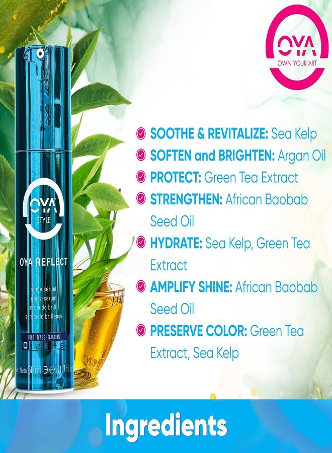 OYA REFLECT Hair Shine Serum - 50ml (1.7 Fl Oz.) - Hair Serum for Frizzy and Damaged Hair - Lightweight Hair Tamer with UV Filters - Smooth Style Serum for Curly, Dry, Damaged, or Color Treated Hair - Image 2