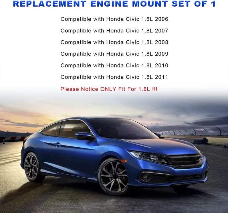 JDMON بديل قاعدة محرك JDMON لسيارة هوندا سيفيك 1.8L 2006-2011 الجهة الأمامية اليمنى A4530 - Image 2