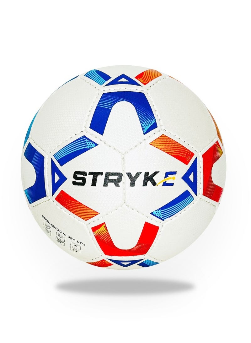 Toyland PU Football Size 5 – 32 Panel Hand Stitched Training and Match Soccer Ball for Outdoor Sports, Blue & Red - Image 1
