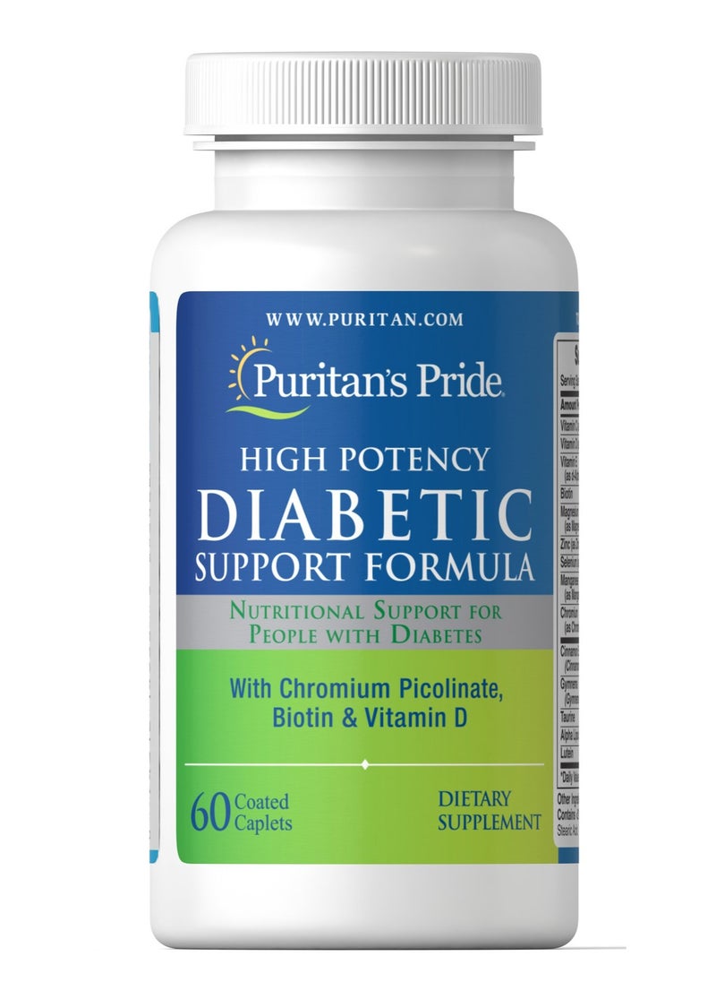 Puritan's Pride Puritan's Pride High Potency Diabetic Support Formula – 60 Caplets for Blood Sugar & Metabolism  - Image 1