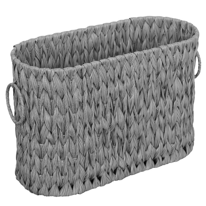 Coeusy Toilet Paper StorageNarrow Toilet Paper Basket for BathroomLarge Toilet Paper Organizer for 6 Mega RollsWaterproof Wicker Bathroom Storage BasketFree StandingGrey