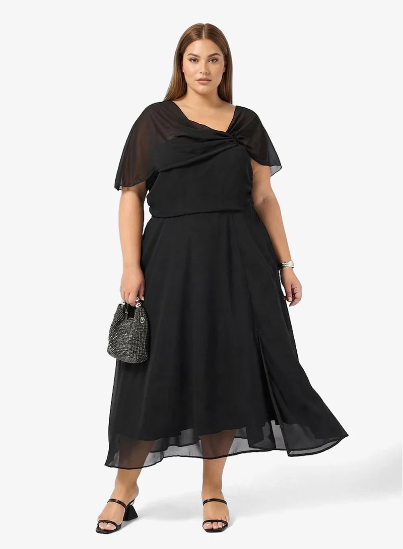 ايلا بلس فستان بكتف واحد بتصميم - مع فتحة