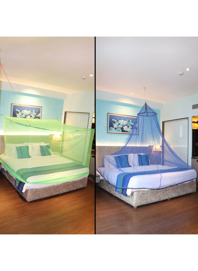Shreenathji Jewellers Green and Blue Color Combo Hanging Foldable Double Bed Net King Size Easily Wash Pack of 2  - Image 2