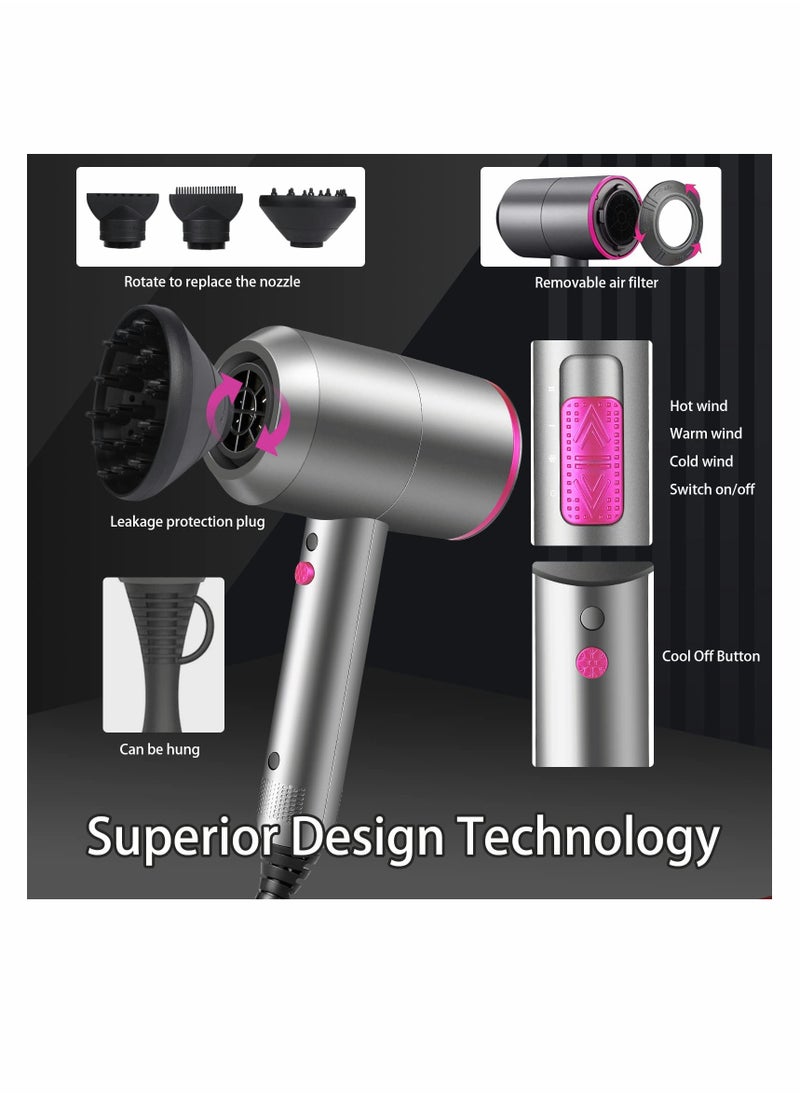 KASTWAVE - Ionic Hairdryer, KASTWAVE Professional Hair Dryer 2000W Ionic Hairdryer with 1 Diffuser & 2 Nozzles with 3 Heating 2 Speed and Cool Button for Different Hairstyles Home Salon Travel Woman Man Kids - Image 1