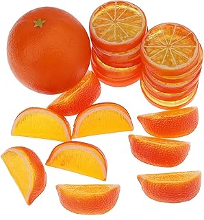 Woration 19 Pieces Artificial Orange & Slices Blocks Simulation Fruits Model Realistic Orange Home Decoration Fake - Image 1