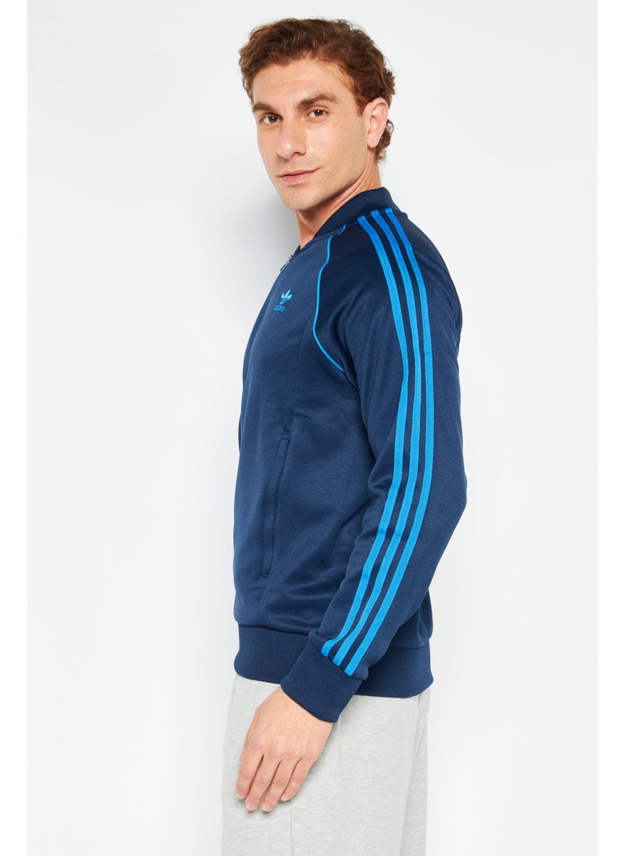 adidas Originals Men Sportswear Fit Outdoor Half Zipper Sweatshirt, Blue  - Image 4