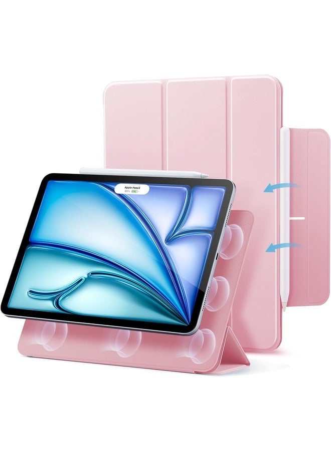 ELTRAZONE Pink Magnetic Trifold Case for iPad Air 11-Inch M2 (2024) & iPad Air 6th/5th/4th Gen (2024/2022/2020) – Slim, Durable Protection with Pencil Support - Image 1