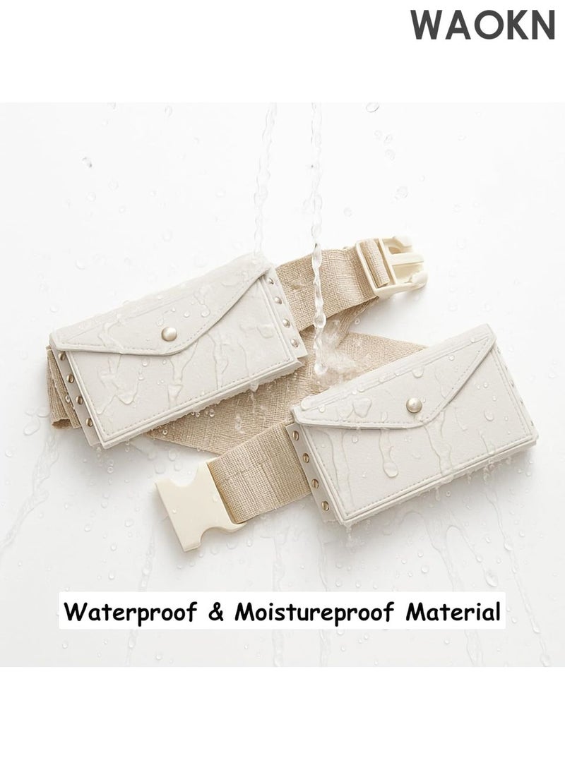 WAOKN Belt Bag - 2-Pocket Islamic Pilgrimage Pouch - Double Zipper Waist Pack for Money & Essentials - Breathable Adjustable Belt for Men & Women - Travel Accessories for Safa-Marwa (White-XL) - Image 1