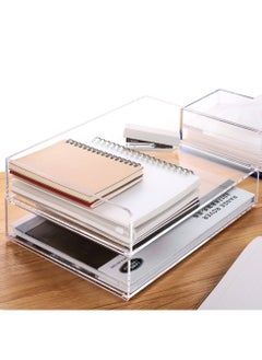 Story Of Candle Paper Organizer Tray, Clear Acrylic Desk Organizers and Accessories, Stackable Classroom File Storage, Letter Size Workspace Office Organization- L12.4 x W8.8 x H2.6 Inch x 2 Pack 2 Tier  - Image 1