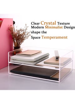 Story Of Candle Paper Organizer Tray, Clear Acrylic Desk Organizers and Accessories, Stackable Classroom File Storage, Letter Size Workspace Office Organization- L12.4 x W8.8 x H2.6 Inch x 2 Pack 2 Tier  - Image 2