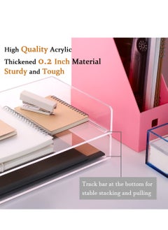 Story Of Candle Paper Organizer Tray, Clear Acrylic Desk Organizers and Accessories, Stackable Classroom File Storage, Letter Size Workspace Office Organization- L12.4 x W8.8 x H2.6 Inch x 2 Pack 2 Tier  - Image 5